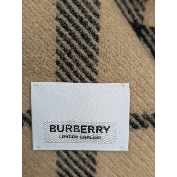 Burberry Giant Check Wool Scarf Camel 210*45cm 8094281 - Picture 4 of 7